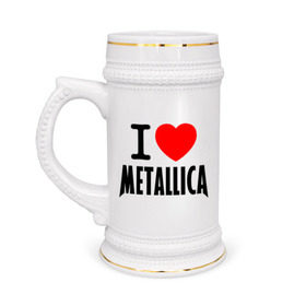 Кружка пивная с принтом I love Metallica в Белгороде,  керамика (Материал выдерживает высокую температуру, стоит избегать резкого перепада температур) |  объем 630 мл | металлика
