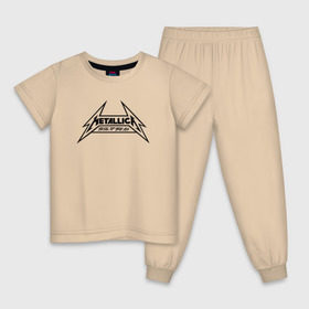 Детская пижама хлопок с принтом Metallica logo в Белгороде, 100% хлопок |  брюки и футболка прямого кроя, без карманов, на брюках мягкая резинка на поясе и по низу штанин
 | металлика