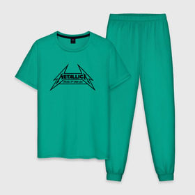 Мужская пижама хлопок с принтом Metallica logo в Белгороде, 100% хлопок | брюки и футболка прямого кроя, без карманов, на брюках мягкая резинка на поясе и по низу штанин
 | металлика