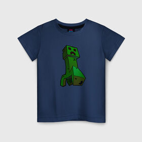 Детская футболка хлопок с принтом Minecraft крипер в Белгороде, 100% хлопок | круглый вырез горловины, полуприлегающий силуэт, длина до линии бедер | крипер