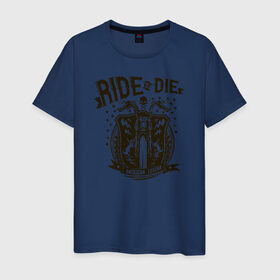 Мужская футболка хлопок с принтом Ride or Die в Белгороде, 100% хлопок | прямой крой, круглый вырез горловины, длина до линии бедер, слегка спущенное плечо. | Тематика изображения на принте: америка | легенда | мото | мотоцикл