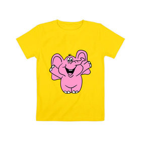 Детская футболка хлопок с принтом Розовый слон в Белгороде, 100% хлопок | круглый вырез горловины, полуприлегающий силуэт, длина до линии бедер | Тематика изображения на принте: слон