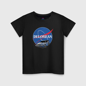 Детская футболка хлопок с принтом Delorean space в Белгороде, 100% хлопок | круглый вырез горловины, полуприлегающий силуэт, длина до линии бедер | delorean | космос | наса