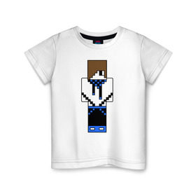 Детская футболка хлопок с принтом Лололошка майнкрафт в Белгороде, 100% хлопок | круглый вырез горловины, полуприлегающий силуэт, длина до линии бедер | лололошка