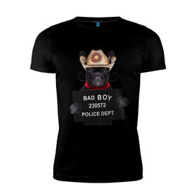 Мужская футболка премиум с принтом Bad boy в Белгороде, 92% хлопок, 8% лайкра | приталенный силуэт, круглый вырез ворота, длина до линии бедра, короткий рукав | bad | dog | собака