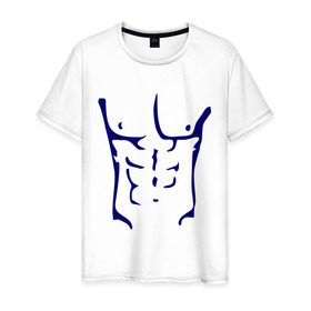 Мужская футболка хлопок с принтом Накаченное тело в Белгороде, 100% хлопок | прямой крой, круглый вырез горловины, длина до линии бедер, слегка спущенное плечо. | идеальный | кубики | пресс | тело | торс
