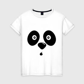 Женская футболка хлопок с принтом Мордочка панды в Белгороде, 100% хлопок | прямой крой, круглый вырез горловины, длина до линии бедер, слегка спущенное плечо | панда