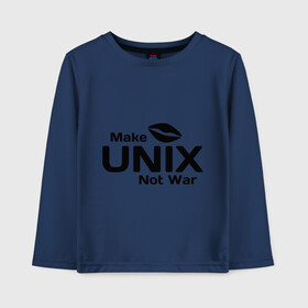 Детский лонгслив хлопок с принтом Make unix not war в Белгороде, 100% хлопок | круглый вырез горловины, полуприлегающий силуэт, длина до линии бедер | make | unix | юникс