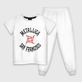 Детская пижама хлопок с принтом Metallica (San Francisco) в Белгороде, 100% хлопок |  брюки и футболка прямого кроя, без карманов, на брюках мягкая резинка на поясе и по низу штанин
 | metallica | san francisco