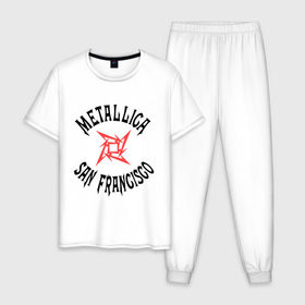 Мужская пижама хлопок с принтом Metallica (San Francisco) в Белгороде, 100% хлопок | брюки и футболка прямого кроя, без карманов, на брюках мягкая резинка на поясе и по низу штанин
 | metallica | san francisco