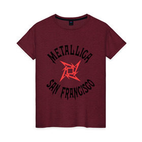 Женская футболка хлопок с принтом Metallica (San Francisco) в Белгороде, 100% хлопок | прямой крой, круглый вырез горловины, длина до линии бедер, слегка спущенное плечо | metallica | san francisco