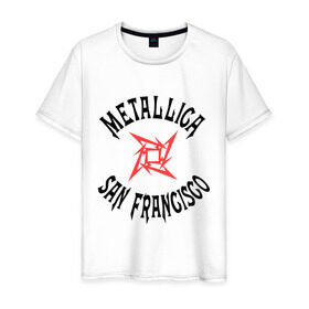 Мужская футболка хлопок с принтом Metallica (San Francisco) в Белгороде, 100% хлопок | прямой крой, круглый вырез горловины, длина до линии бедер, слегка спущенное плечо. | metallica | san francisco