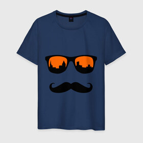 Мужская футболка хлопок с принтом Люблю свой город в Белгороде, 100% хлопок | прямой крой, круглый вырез горловины, длина до линии бедер, слегка спущенное плечо. | город | очки | усы | хипстер