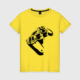 Женская футболка хлопок с принтом Геймпад (Джойстик) в Белгороде, 100% хлопок | прямой крой, круглый вырез горловины, длина до линии бедер, слегка спущенное плечо | джойстик