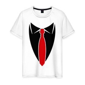 Мужская футболка хлопок с принтом Галстук с сорочкой в Белгороде, 100% хлопок | прямой крой, круглый вырез горловины, длина до линии бедер, слегка спущенное плечо. | 