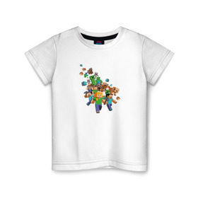 Детская футболка хлопок с принтом Майнкрафт в Белгороде, 100% хлопок | круглый вырез горловины, полуприлегающий силуэт, длина до линии бедер | для фанатов майнкрафта игра | мinecraft