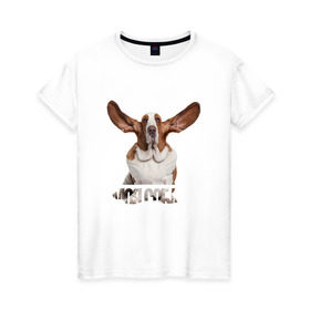 Женская футболка хлопок с принтом Бассет-хаунд в Белгороде, 100% хлопок | прямой крой, круглый вырез горловины, длина до линии бедер, слегка спущенное плечо | drug | бассет хаунд | порода | собака