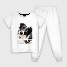 Детская пижама хлопок с принтом Бордер-колли в Белгороде, 100% хлопок |  брюки и футболка прямого кроя, без карманов, на брюках мягкая резинка на поясе и по низу штанин
 | Тематика изображения на принте: drug | бордер колли | порода | собака