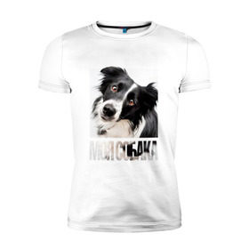 Мужская футболка премиум с принтом Бордер-колли в Белгороде, 92% хлопок, 8% лайкра | приталенный силуэт, круглый вырез ворота, длина до линии бедра, короткий рукав | drug | бордер колли | порода | собака