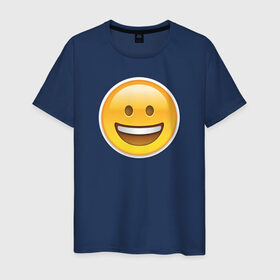 Мужская футболка хлопок с принтом Смайл улыбающийся в Белгороде, 100% хлопок | прямой крой, круглый вырез горловины, длина до линии бедер, слегка спущенное плечо. | media | позитив