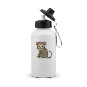 Бутылка спортивная с принтом Смайл обезьянка в Белгороде, металл | емкость — 500 мл, в комплекте две пластиковые крышки и карабин для крепления | media | позитив