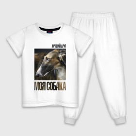 Детская пижама хлопок с принтом Псовая русская борзая в Белгороде, 100% хлопок |  брюки и футболка прямого кроя, без карманов, на брюках мягкая резинка на поясе и по низу штанин
 | порода | псовая русская борзая | собака