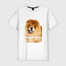 Мужская футболка премиум с принтом Чау-чау в Белгороде, 92% хлопок, 8% лайкра | приталенный силуэт, круглый вырез ворота, длина до линии бедра, короткий рукав | drug | порода | собака | чау чау