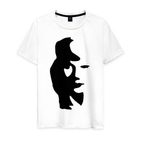 Мужская футболка хлопок с принтом саксофонист или девушка в Белгороде, 100% хлопок | прямой крой, круглый вырез горловины, длина до линии бедер, слегка спущенное плечо. | восприятие | девушка | иллюзия | оптическая иллюзия | саксофонист