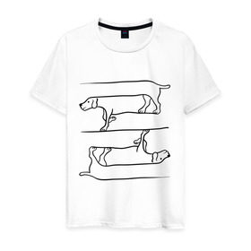 Мужская футболка хлопок с принтом Собака в Белгороде, 100% хлопок | прямой крой, круглый вырез горловины, длина до линии бедер, слегка спущенное плечо. | восприятие | иллюзия | оптическая иллюзия | собака