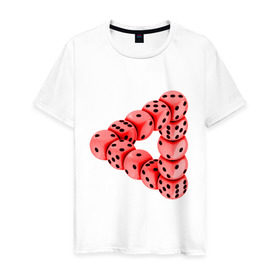 Мужская футболка хлопок с принтом Кубики в Белгороде, 100% хлопок | прямой крой, круглый вырез горловины, длина до линии бедер, слегка спущенное плечо. | восприятие | иллюзия | кубики | оптическая иллюзия