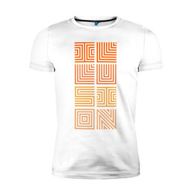 Мужская футболка премиум с принтом Illusion orange в Белгороде, 92% хлопок, 8% лайкра | приталенный силуэт, круглый вырез ворота, длина до линии бедра, короткий рукав | восприятие | иллюзии | мозг | обман зрения | оптическая | цвет
