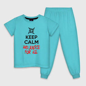 Детская пижама хлопок с принтом Keep Calm And Justice For All в Белгороде, 100% хлопок |  брюки и футболка прямого кроя, без карманов, на брюках мягкая резинка на поясе и по низу штанин
 | металлика