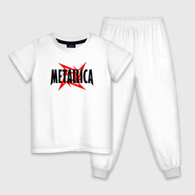 Детская пижама хлопок с принтом Metallica logo в Белгороде, 100% хлопок |  брюки и футболка прямого кроя, без карманов, на брюках мягкая резинка на поясе и по низу штанин
 | 