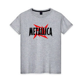 Женская футболка хлопок с принтом Metallica logo в Белгороде, 100% хлопок | прямой крой, круглый вырез горловины, длина до линии бедер, слегка спущенное плечо | 