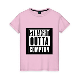 Женская футболка хлопок с принтом compton в Белгороде, 100% хлопок | прямой крой, круглый вырез горловины, длина до линии бедер, слегка спущенное плечо | compton@