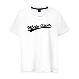 Мужская футболка хлопок с принтом Metallica (Yankees font) в Белгороде, 100% хлопок | прямой крой, круглый вырез горловины, длина до линии бедер, слегка спущенное плечо. | металлика