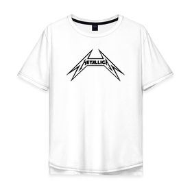 Мужская футболка хлопок Oversize с принтом логотип Metallica в Белгороде, 100% хлопок | свободный крой, круглый ворот, “спинка” длиннее передней части | металлика