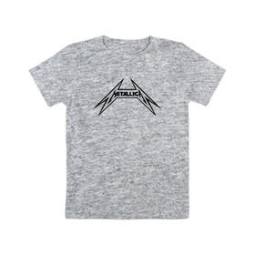 Детская футболка хлопок с принтом логотип Metallica в Белгороде, 100% хлопок | круглый вырез горловины, полуприлегающий силуэт, длина до линии бедер | металлика