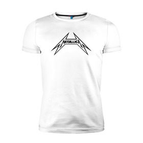 Мужская футболка премиум с принтом логотип Metallica в Белгороде, 92% хлопок, 8% лайкра | приталенный силуэт, круглый вырез ворота, длина до линии бедра, короткий рукав | металлика