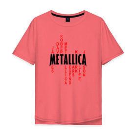 Мужская футболка хлопок Oversize с принтом Metallica History в Белгороде, 100% хлопок | свободный крой, круглый ворот, “спинка” длиннее передней части | Тематика изображения на принте: металлика
