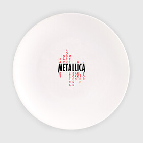 Тарелка с принтом «Metallica History» в Белгороде, фарфор | диаметр - 210 мм
диаметр для нанесения принта - 120 мм | металлика