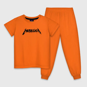 Детская пижама хлопок с принтом Metallica painted logo в Белгороде, 100% хлопок |  брюки и футболка прямого кроя, без карманов, на брюках мягкая резинка на поясе и по низу штанин
 | металлика