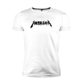 Мужская футболка премиум с принтом Metallica painted logo в Белгороде, 92% хлопок, 8% лайкра | приталенный силуэт, круглый вырез ворота, длина до линии бедра, короткий рукав | металлика