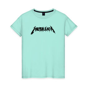 Женская футболка хлопок с принтом Metallica painted logo в Белгороде, 100% хлопок | прямой крой, круглый вырез горловины, длина до линии бедер, слегка спущенное плечо | металлика