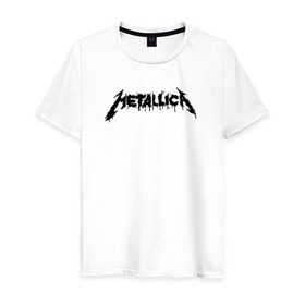 Мужская футболка хлопок с принтом Metallica painted logo в Белгороде, 100% хлопок | прямой крой, круглый вырез горловины, длина до линии бедер, слегка спущенное плечо. | Тематика изображения на принте: металлика