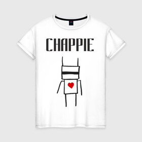 Женская футболка хлопок с принтом Chappie в Белгороде, 100% хлопок | прямой крой, круглый вырез горловины, длина до линии бедер, слегка спущенное плечо | 