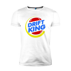 Мужская футболка премиум с принтом Drift king в Белгороде, 92% хлопок, 8% лайкра | приталенный силуэт, круглый вырез ворота, длина до линии бедра, короткий рукав | Тематика изображения на принте: @ | drift | king | король
