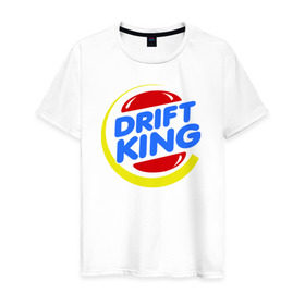 Мужская футболка хлопок с принтом Drift king в Белгороде, 100% хлопок | прямой крой, круглый вырез горловины, длина до линии бедер, слегка спущенное плечо. | Тематика изображения на принте: @ | drift | king | король