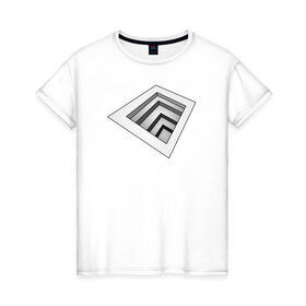 Женская футболка хлопок с принтом 3d лестница в Белгороде, 100% хлопок | прямой крой, круглый вырез горловины, длина до линии бедер, слегка спущенное плечо | 