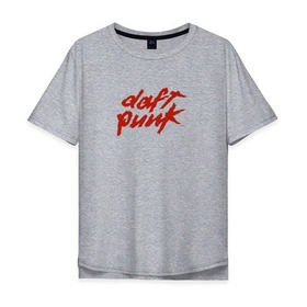 Мужская футболка хлопок Oversize с принтом Daft punk в Белгороде, 100% хлопок | свободный крой, круглый ворот, “спинка” длиннее передней части | логотип группы daft punk.@